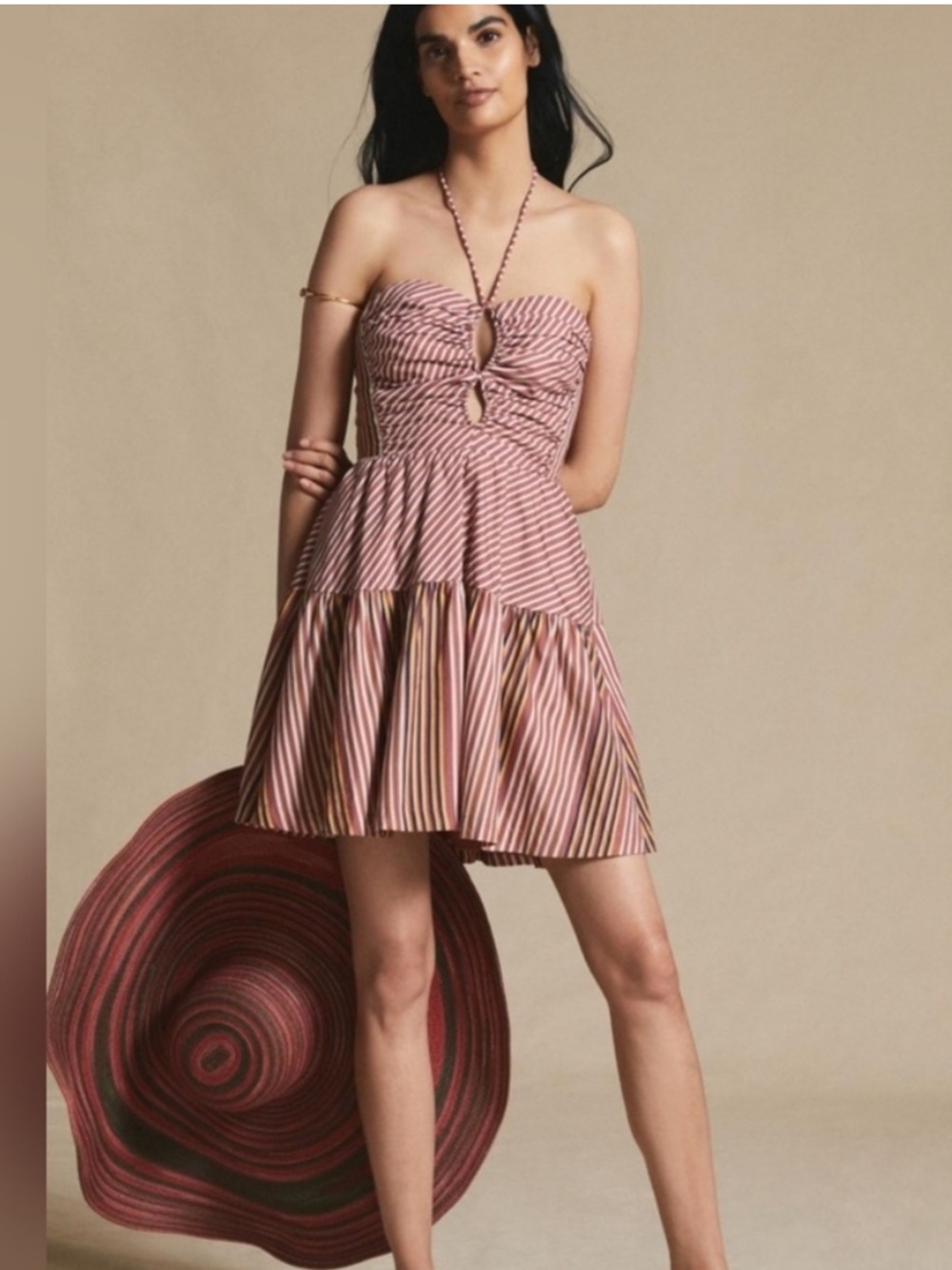 Anthropologie Emily Halter Mini Dress Sz L w MEASUREMENTS Smocked Back